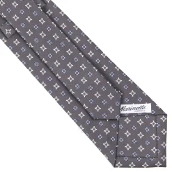 CRAVATTA SARTORIALE CLASSICA IN SETA GRIGIO SCURO Microfantasia fiore