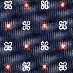 CRAVATTA SARTORIALE CLASSICA IN SETA BLU SCURO Microfantasia fiore