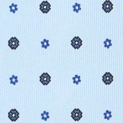 CRAVATTA SARTORIALE CLASSICA IN SETA AZZURRA Microfantasia fiore