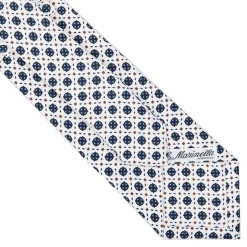 CRAVATTA SARTORIALE CLASSICA IN SETA BIANCA Microfantasia fiore
