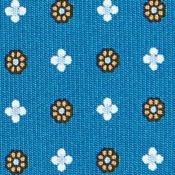 CRAVATTA SARTORIALE CLASSICA IN SETA BLU MEDIO Microfantasia fiore