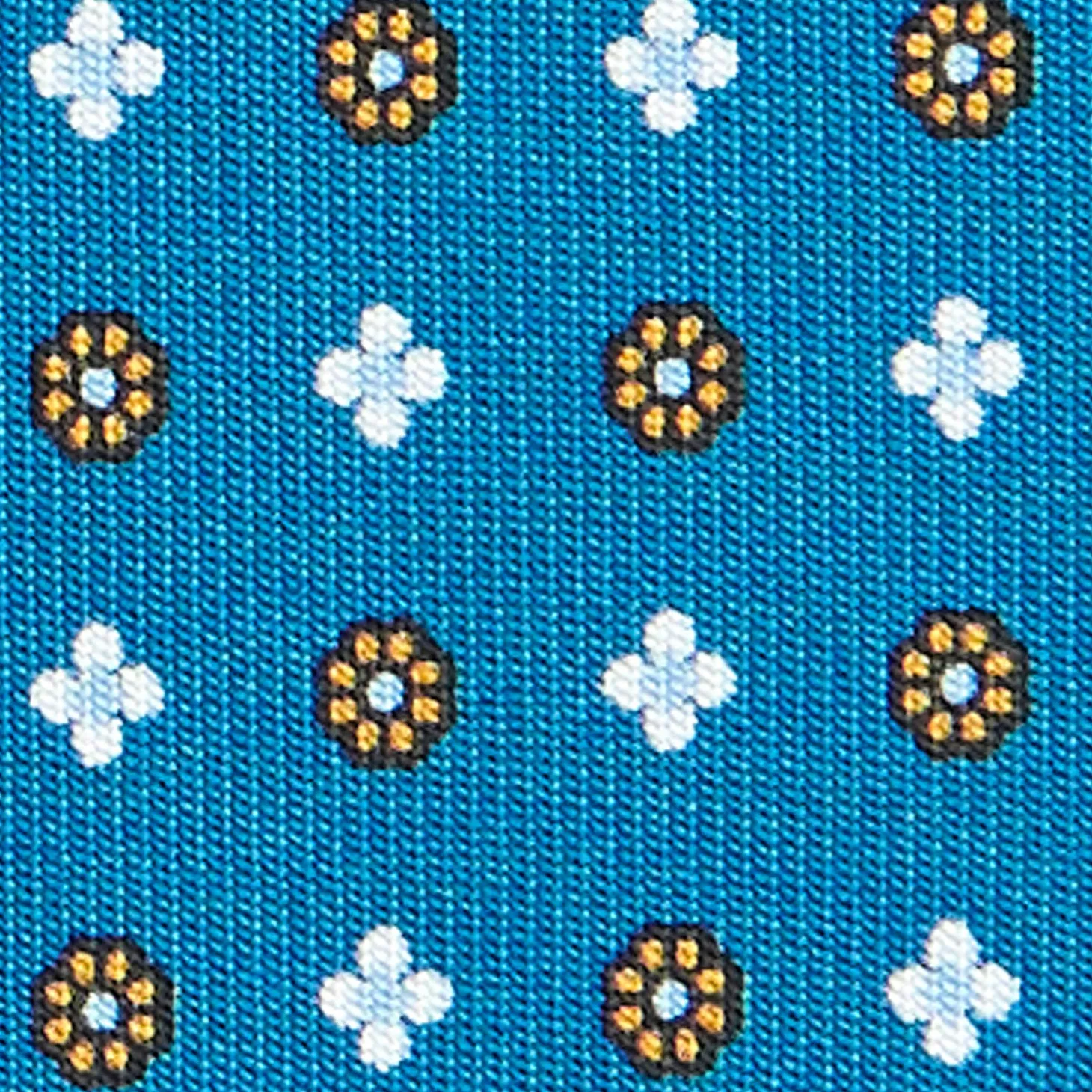 CRAVATTA SARTORIALE CLASSICA IN SETA BLU MEDIO Microfantasia fiore