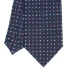 CRAVATTA SARTORIALE CLASSICA IN SETA BLU SCURO Microfantasia fiore