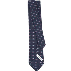 CRAVATTA SARTORIALE CLASSICA IN SETA BLU SCURO Microfantasia fiore