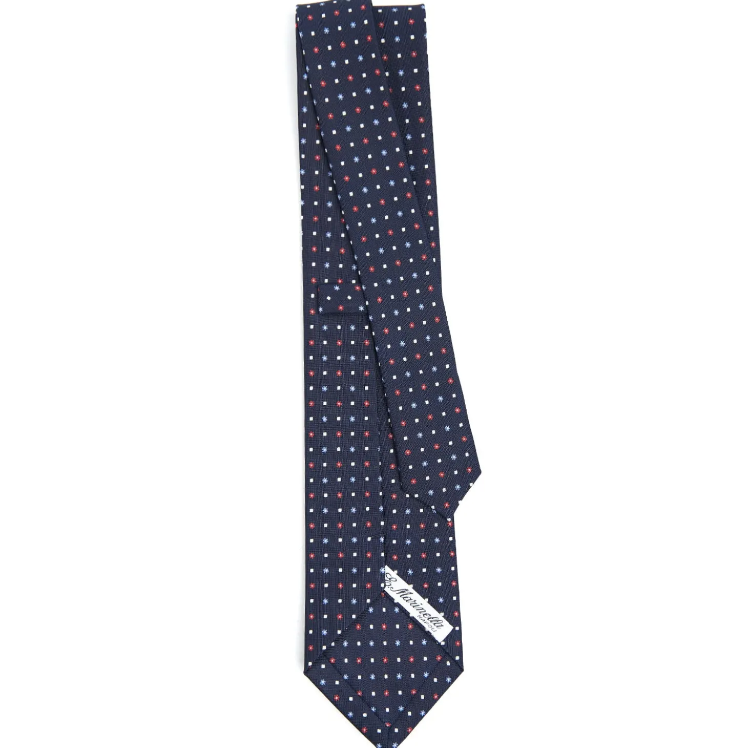 CRAVATTA SARTORIALE CLASSICA IN SETA BLU SCURO Microfantasia fiore