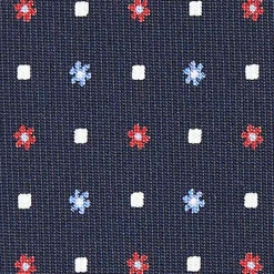 CRAVATTA SARTORIALE CLASSICA IN SETA BLU SCURO Microfantasia fiore