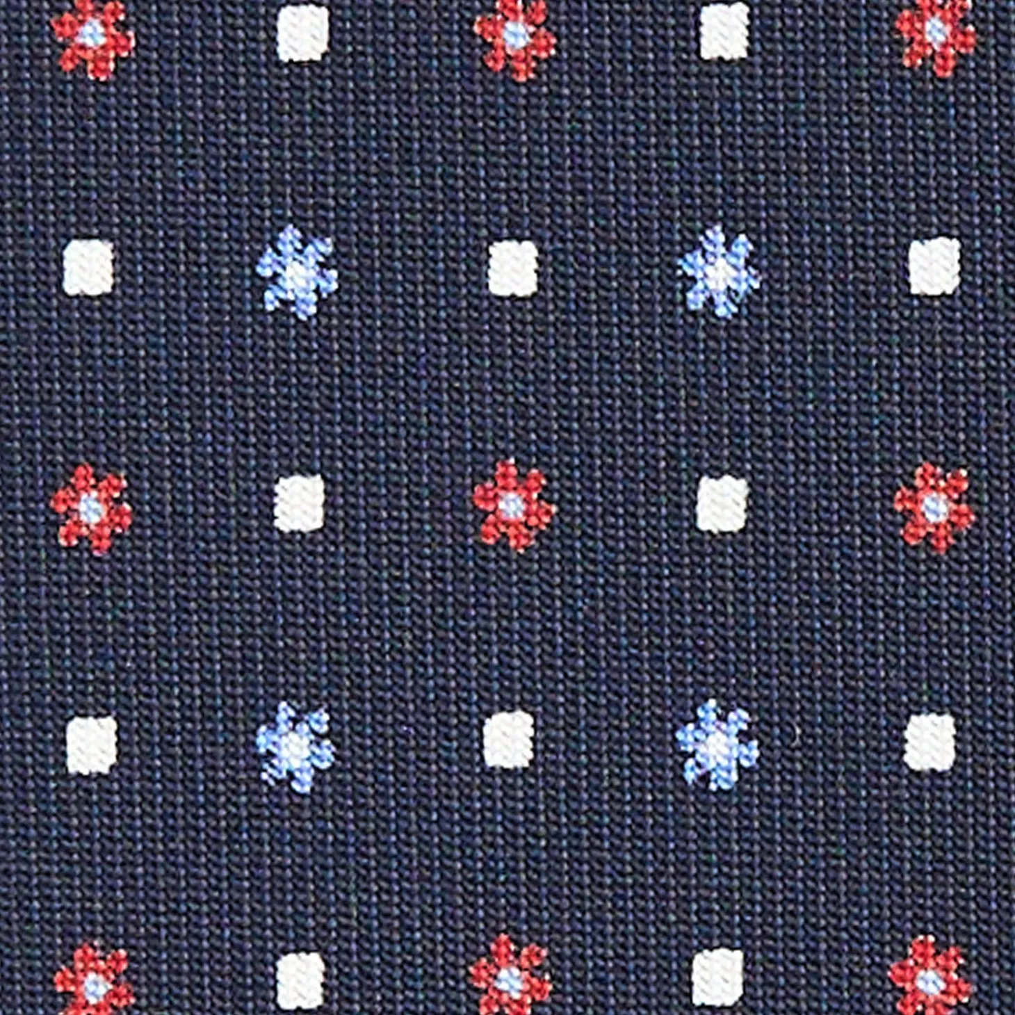 CRAVATTA SARTORIALE CLASSICA IN SETA BLU SCURO Microfantasia fiore