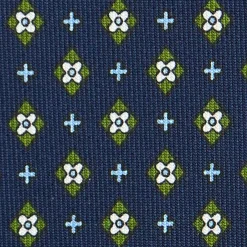 CRAVATTA SARTORIALE CLASSICA IN SETA BLU SCURO Microfantasia fiore