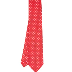 CRAVATTA SARTORIALE CLASSICA IN SETA ROSSA Microfantasia fiore