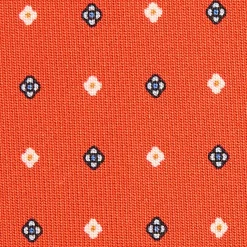 CRAVATTA SARTORIALE CLASSICA IN SETA ARANCIONE Microfantasia fiore
