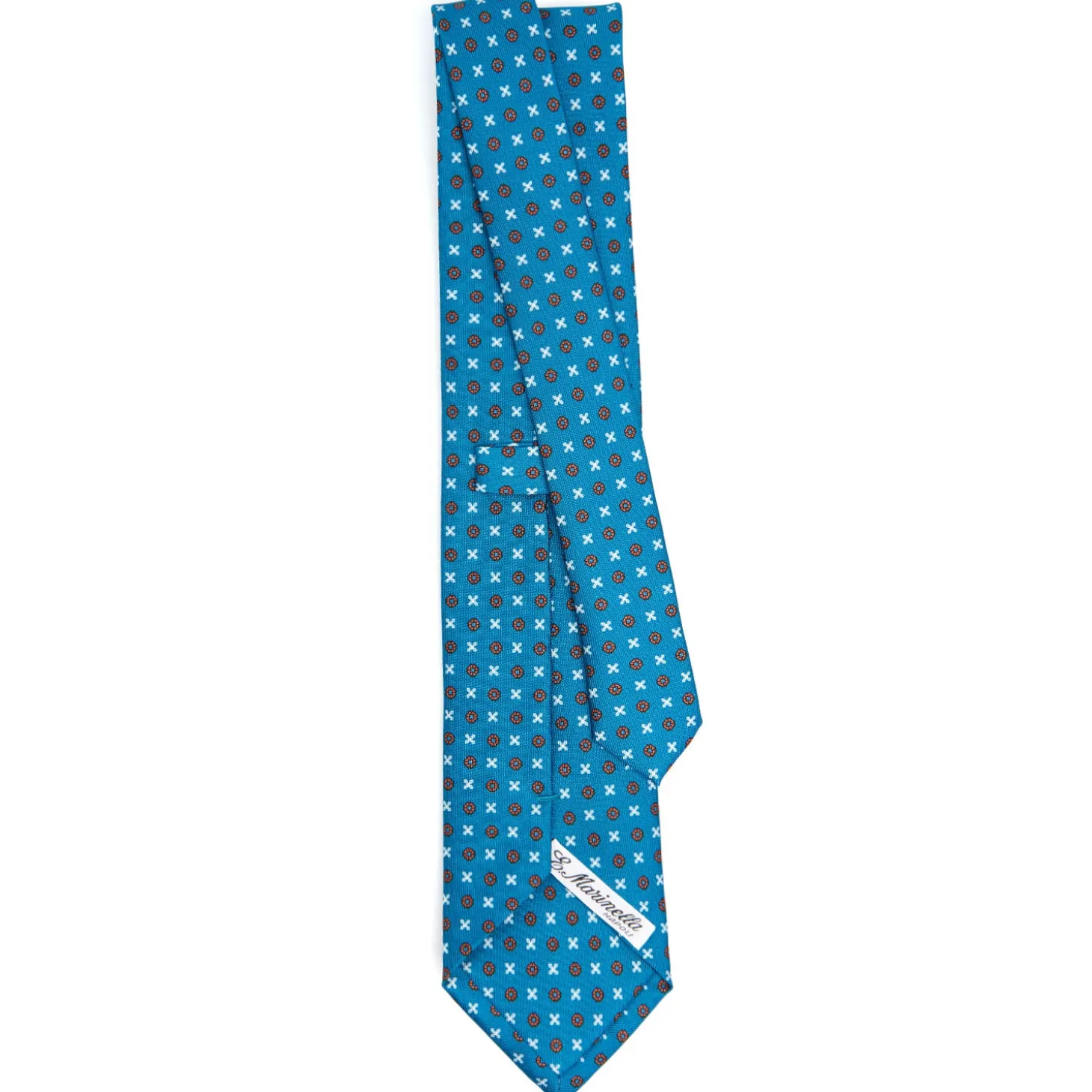 CRAVATTA SARTORIALE CLASSICA IN SETA BLU MEDIO Microfantasia fiore