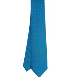 CRAVATTA SARTORIALE CLASSICA IN SETA BLU MEDIO Microfantasia fiore