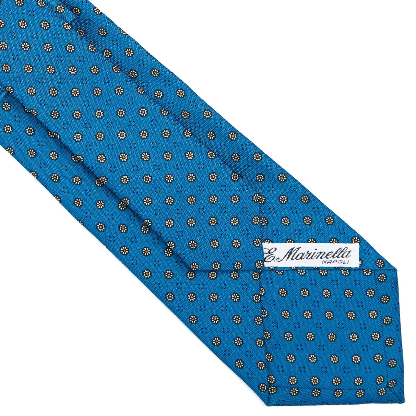 CRAVATTA SARTORIALE CLASSICA IN SETA BLU MEDIO Microfantasia fiore