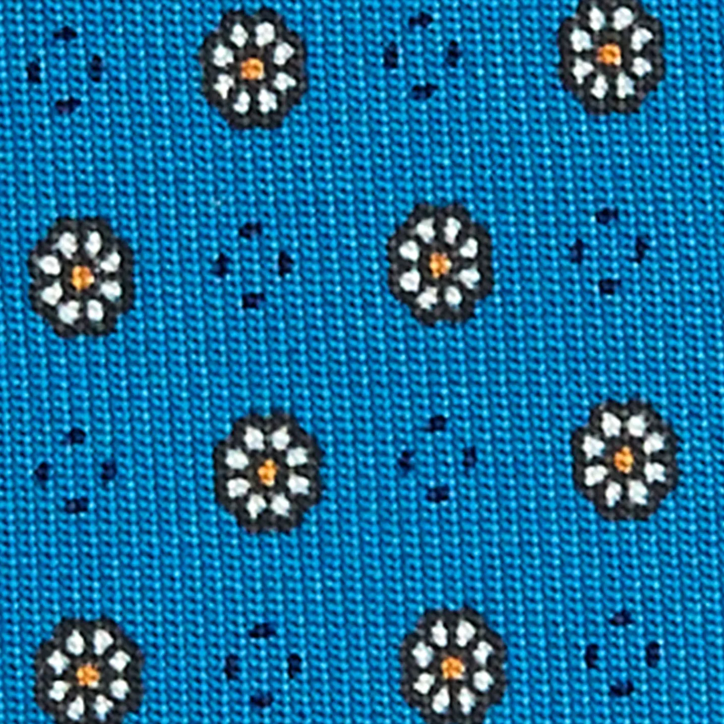 CRAVATTA SARTORIALE CLASSICA IN SETA BLU MEDIO Microfantasia fiore
