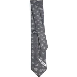 CRAVATTA SARTORIALE CLASSICA IN SETA GRIGIO SCURO Microfantasia fiore