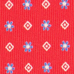 CRAVATTA SARTORIALE CLASSICA IN SETA ROSSA Microfantasia fiore
