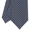 CRAVATTA SARTORIALE CLASSICA IN SETA BLU SCURO Microfantasia fiore