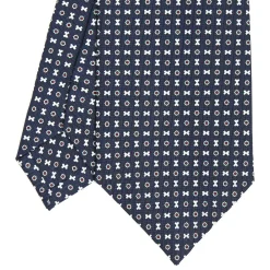 CRAVATTA SARTORIALE CLASSICA IN SETA BLU SCURO Microfantasia fiore