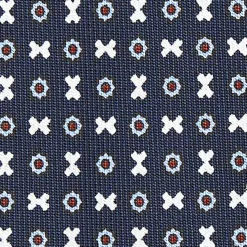 CRAVATTA SARTORIALE CLASSICA IN SETA BLU SCURO Microfantasia fiore