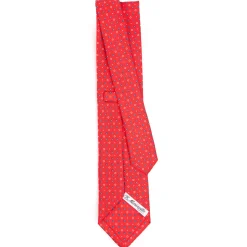 CRAVATTA SARTORIALE CLASSICA IN SETA ROSSA Microfantasia fiore