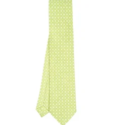 CRAVATTA SARTORIALE CLASSICA IN SETA VERDE CHIARO Microfantasia fiore