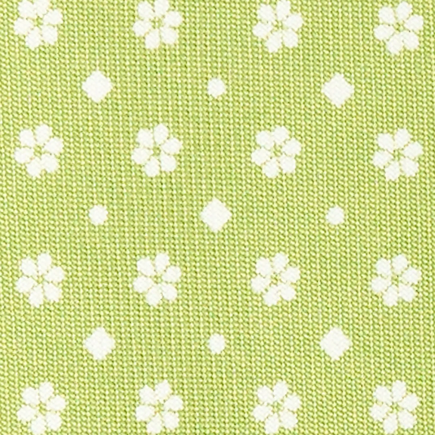 CRAVATTA SARTORIALE CLASSICA IN SETA VERDE CHIARO Microfantasia fiore