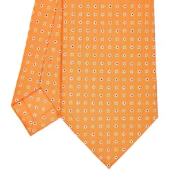 CRAVATTA SARTORIALE CLASSICA IN SETA ARANCIONE Microfantasia fiore