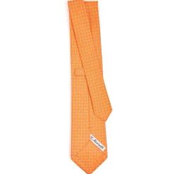CRAVATTA SARTORIALE CLASSICA IN SETA ARANCIONE Microfantasia fiore