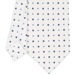 CRAVATTA SARTORIALE CLASSICA IN SETA BIANCA Microfantasia fiore