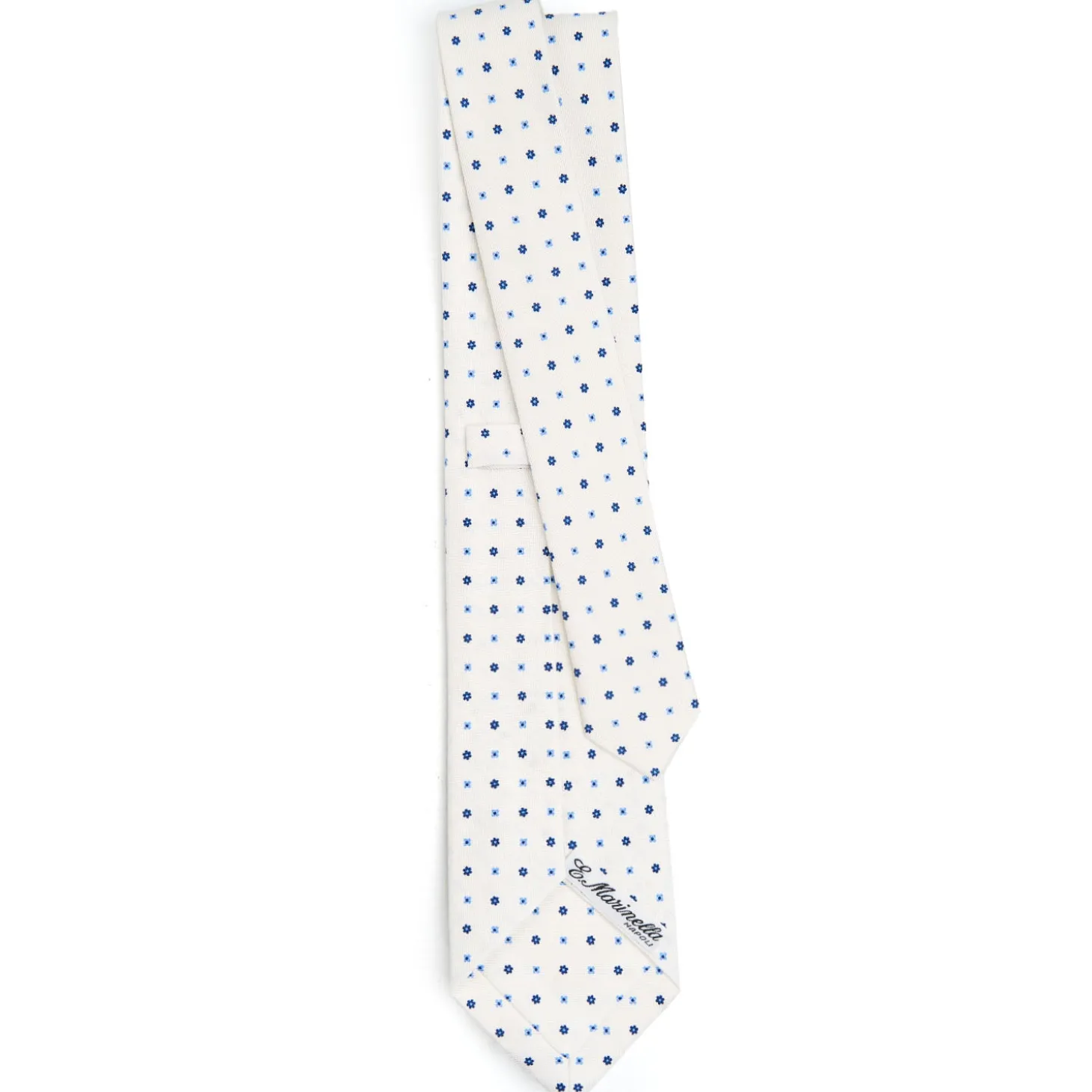 CRAVATTA SARTORIALE CLASSICA IN SETA BIANCA Microfantasia fiore