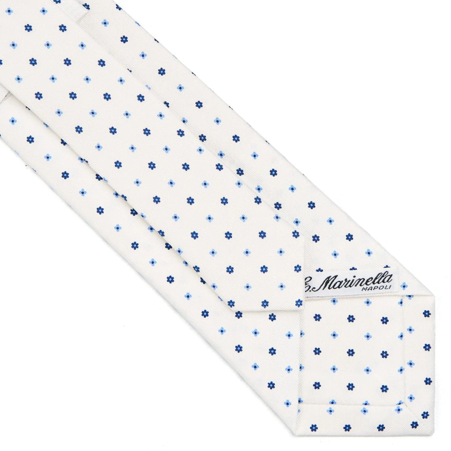 CRAVATTA SARTORIALE CLASSICA IN SETA BIANCA Microfantasia fiore