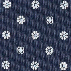 CRAVATTA SARTORIALE CLASSICA IN SETA BLU SCURO Microfantasia fiore