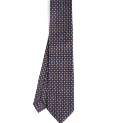 CRAVATTA SARTORIALE CLASSICA IN SETA BLU SCURO Microfantasia fiore