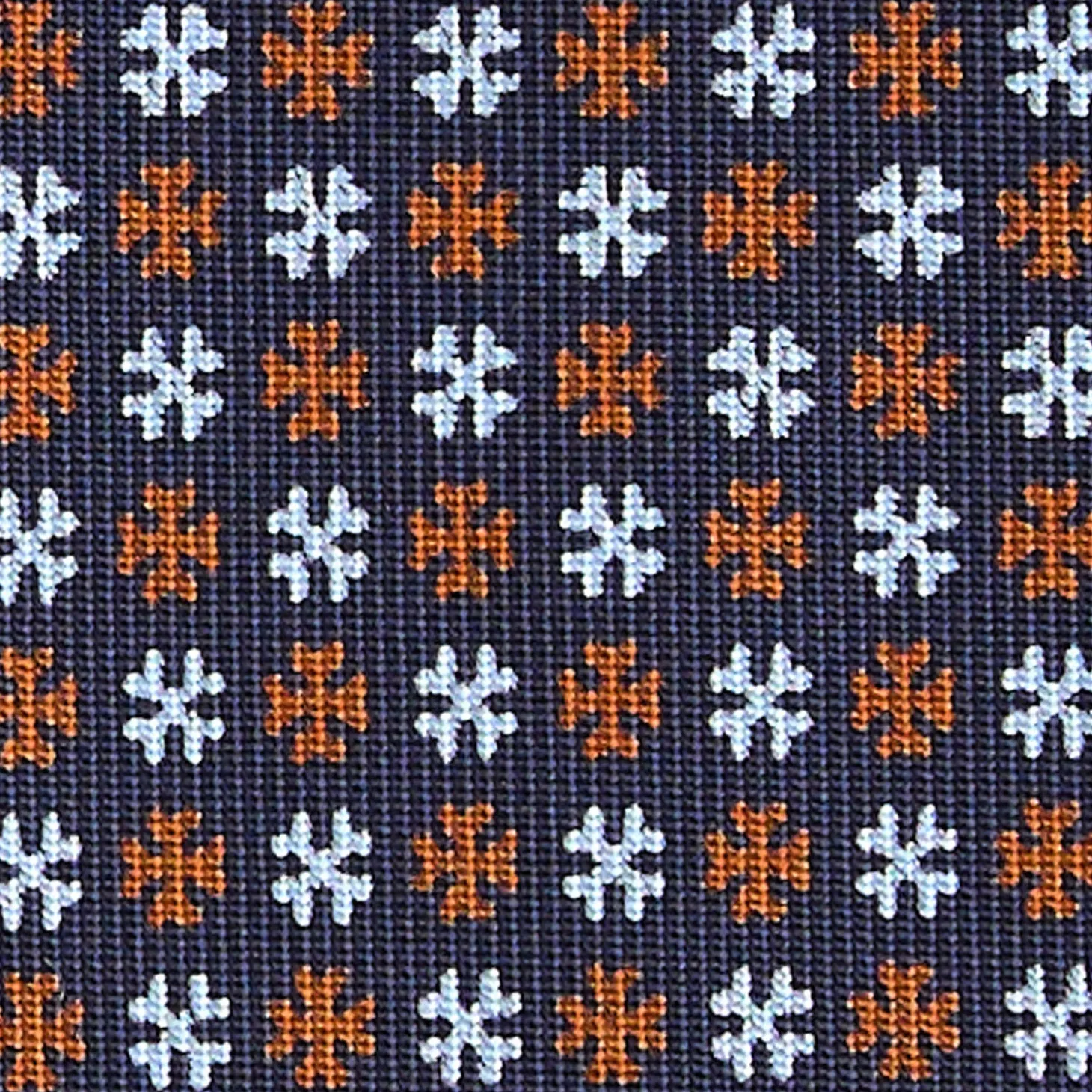 CRAVATTA SARTORIALE CLASSICA IN SETA BLU SCURO Microfantasia fiore