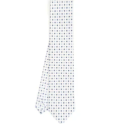 CRAVATTA SARTORIALE CLASSICA IN SETA BIANCA Microfantasia fiore