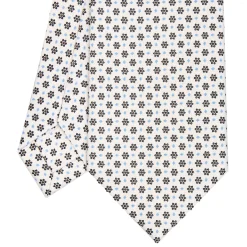 CRAVATTA SARTORIALE CLASSICA IN SETA BIANCA Microfantasia fiore