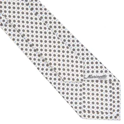 CRAVATTA SARTORIALE CLASSICA IN SETA BIANCA Microfantasia fiore