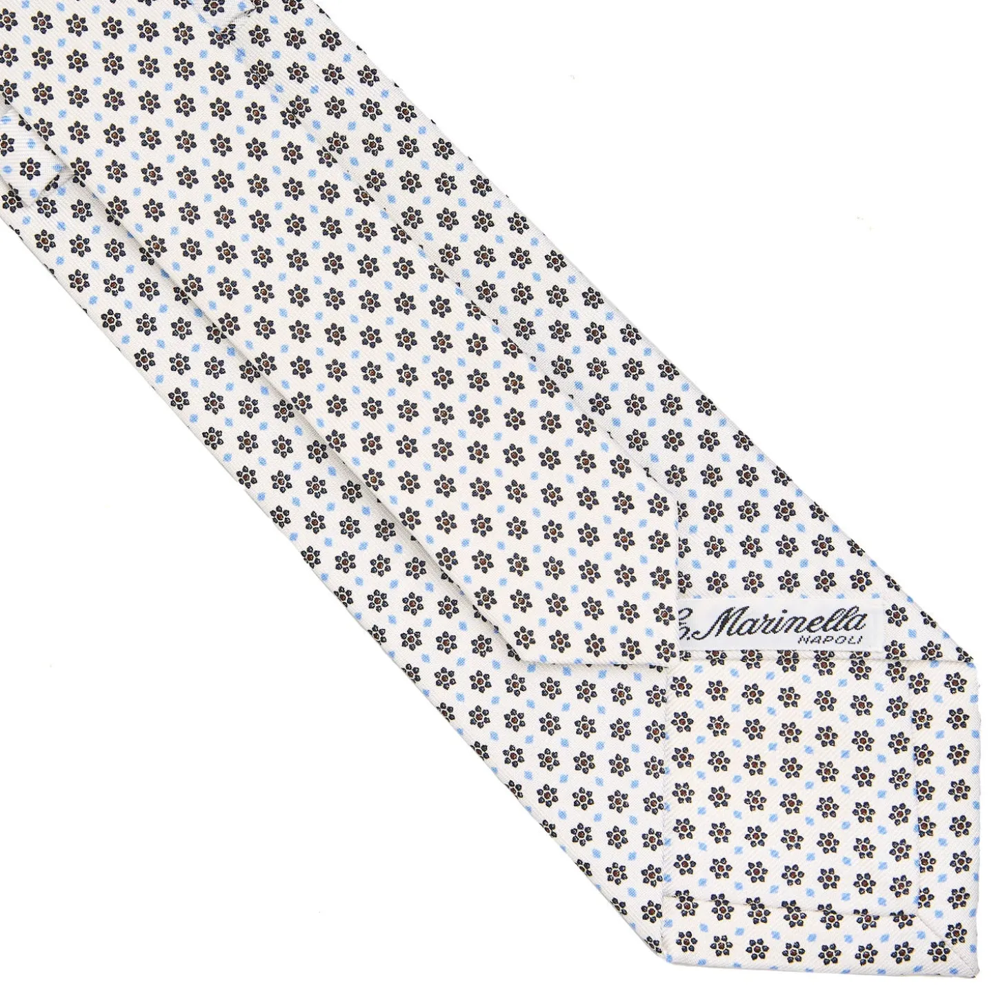 CRAVATTA SARTORIALE CLASSICA IN SETA BIANCA Microfantasia fiore