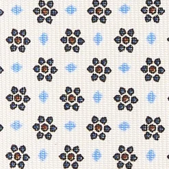 CRAVATTA SARTORIALE CLASSICA IN SETA BIANCA Microfantasia fiore