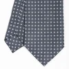 CRAVATTA SARTORIALE CLASSICA IN SETA GRIGIO SCURO Microfantasia fiore