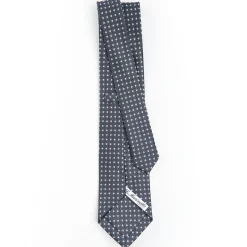 CRAVATTA SARTORIALE CLASSICA IN SETA GRIGIO SCURO Microfantasia fiore