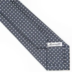 CRAVATTA SARTORIALE CLASSICA IN SETA GRIGIO SCURO Microfantasia fiore