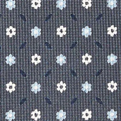CRAVATTA SARTORIALE CLASSICA IN SETA GRIGIO SCURO Microfantasia fiore