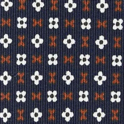 CRAVATTA SARTORIALE CLASSICA IN SETA BLU SCURO Microfantasia fiore