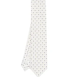 CRAVATTA SARTORIALE CLASSICA IN SETA BIANCA Microfantasia fiore