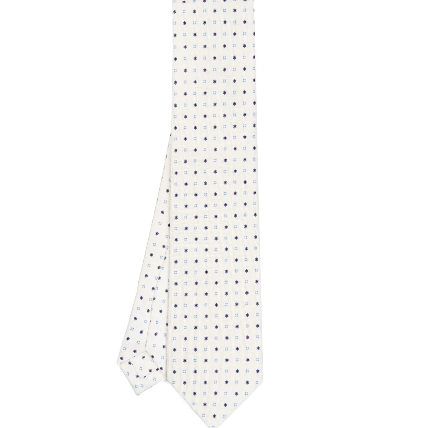 CRAVATTA SARTORIALE CLASSICA IN SETA BIANCA Microfantasia fiore