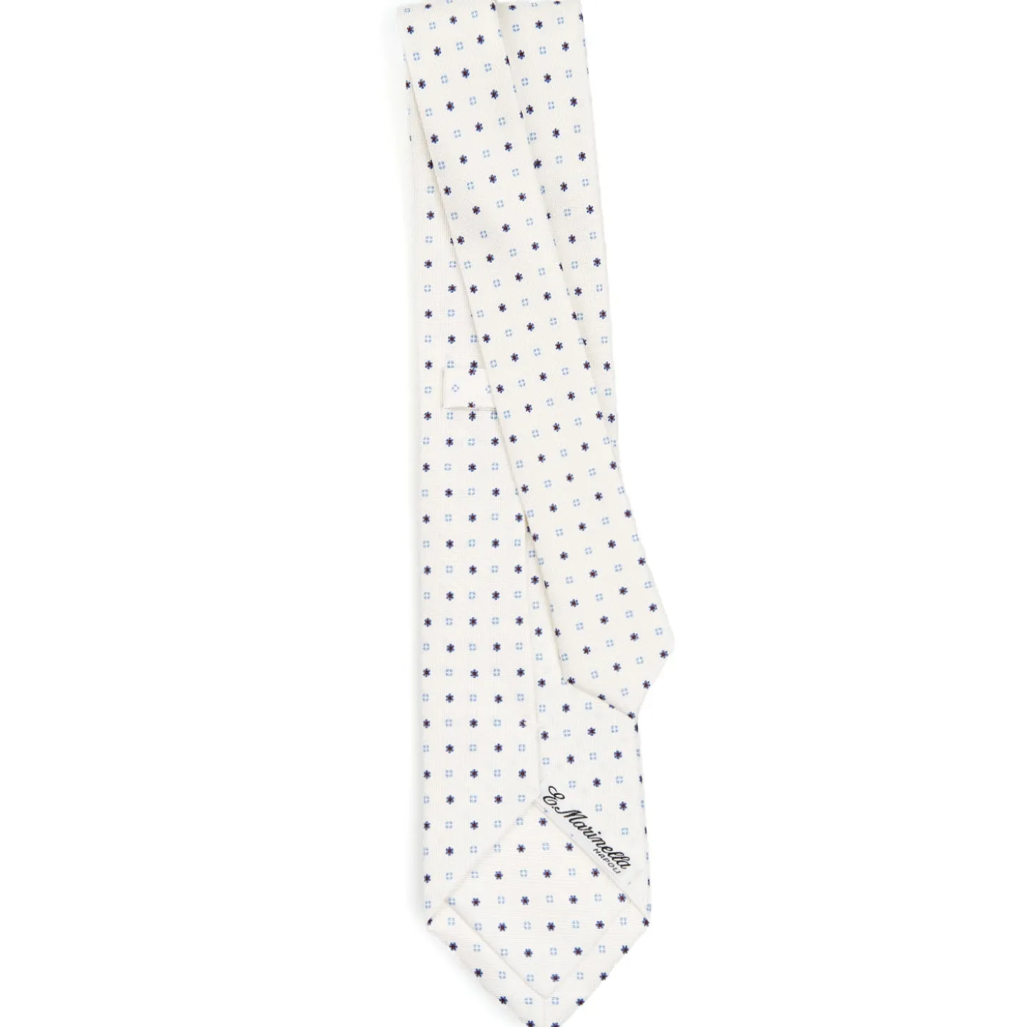 CRAVATTA SARTORIALE CLASSICA IN SETA BIANCA Microfantasia fiore