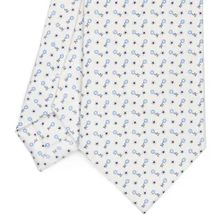 CRAVATTA SARTORIALE CLASSICA IN SETA BIANCA Microfantasia fiore