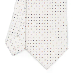 CRAVATTA SARTORIALE CLASSICA IN SETA BIANCA Microfantasia fiore
