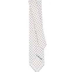 CRAVATTA SARTORIALE CLASSICA IN SETA BIANCA Microfantasia fiore